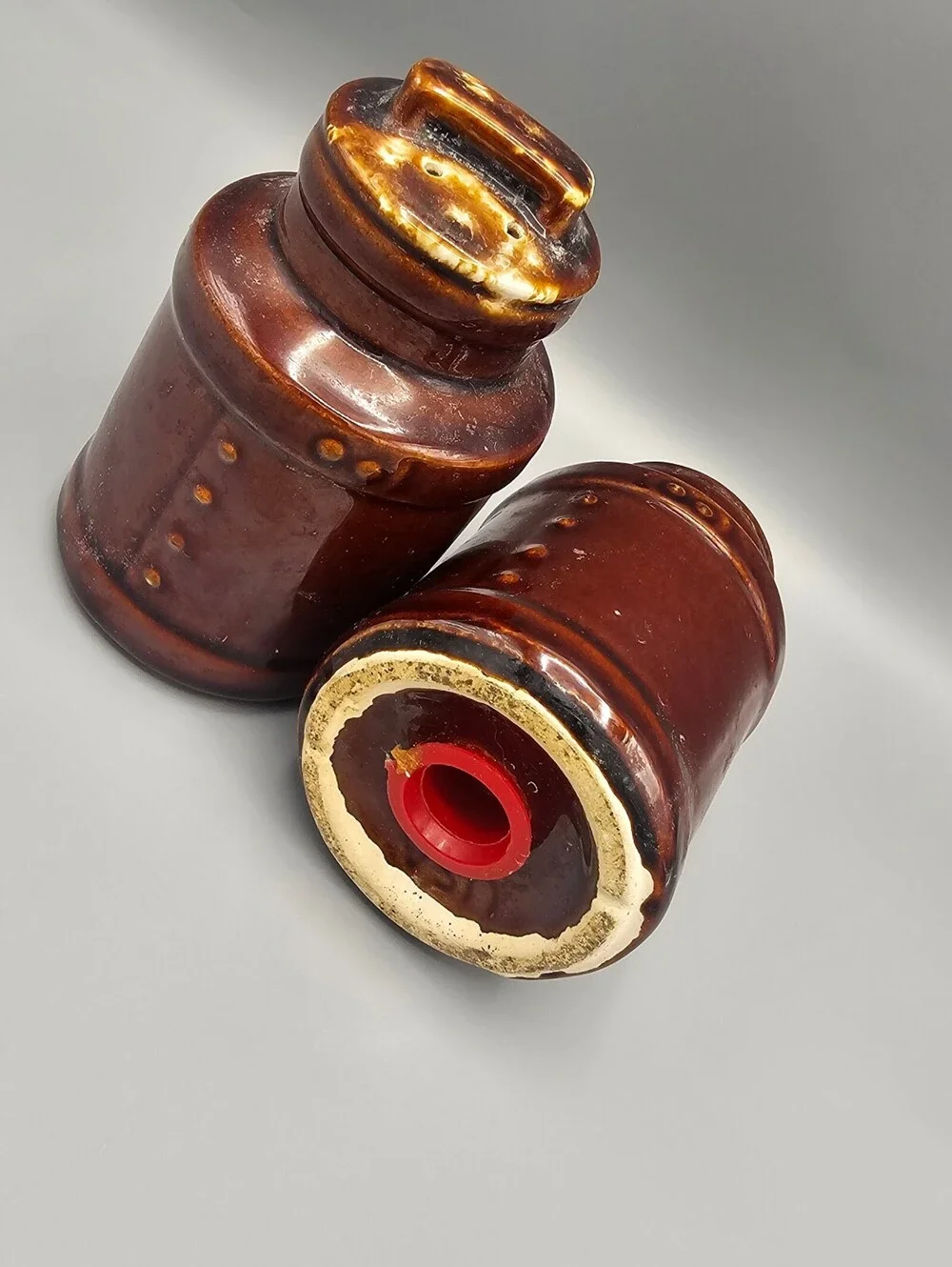 Vintage Brown Ceramic Salt and Pepper Shakers Set